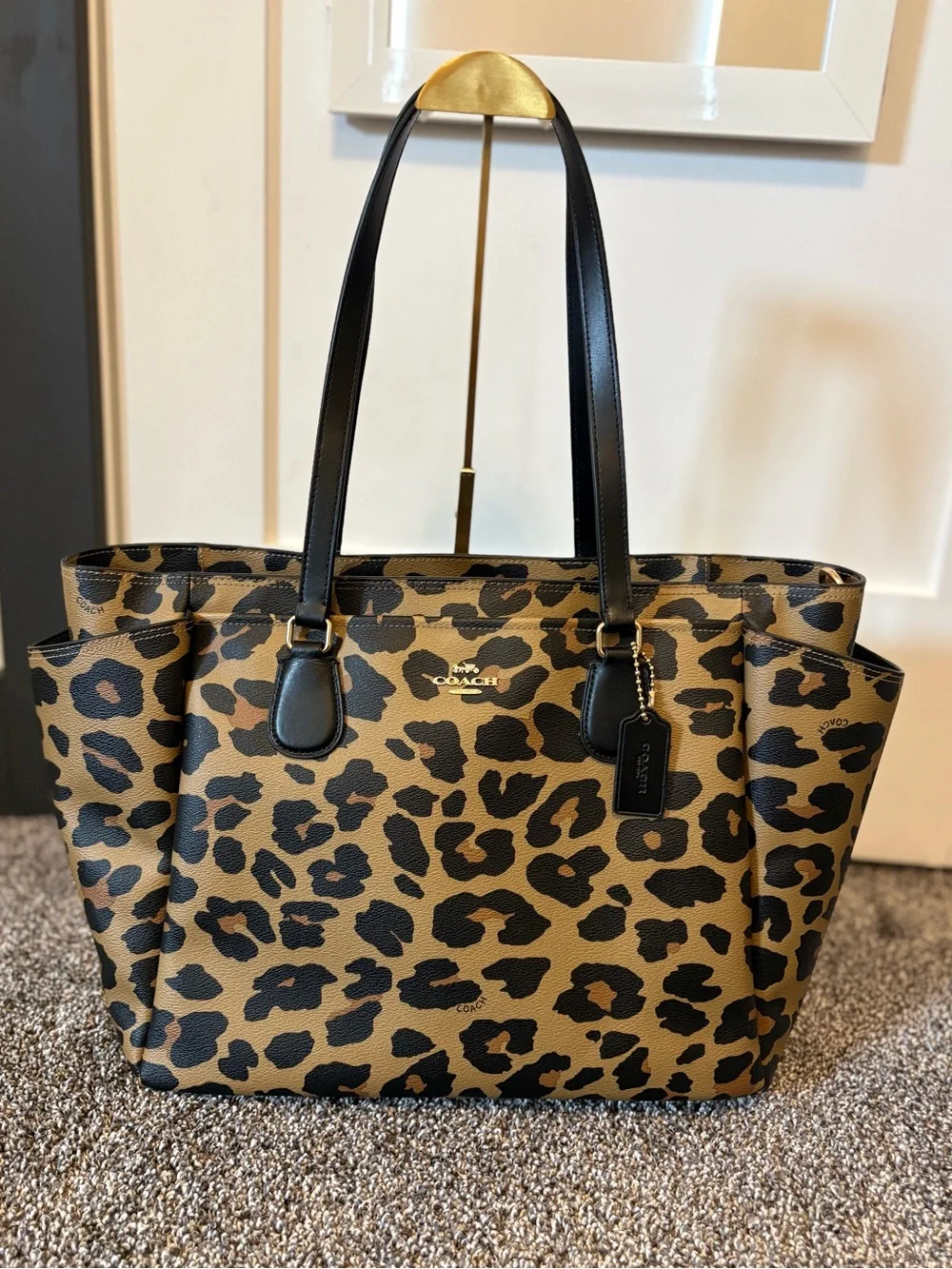 COACH BABY BAG WITH LEOPARD PRINT NWT